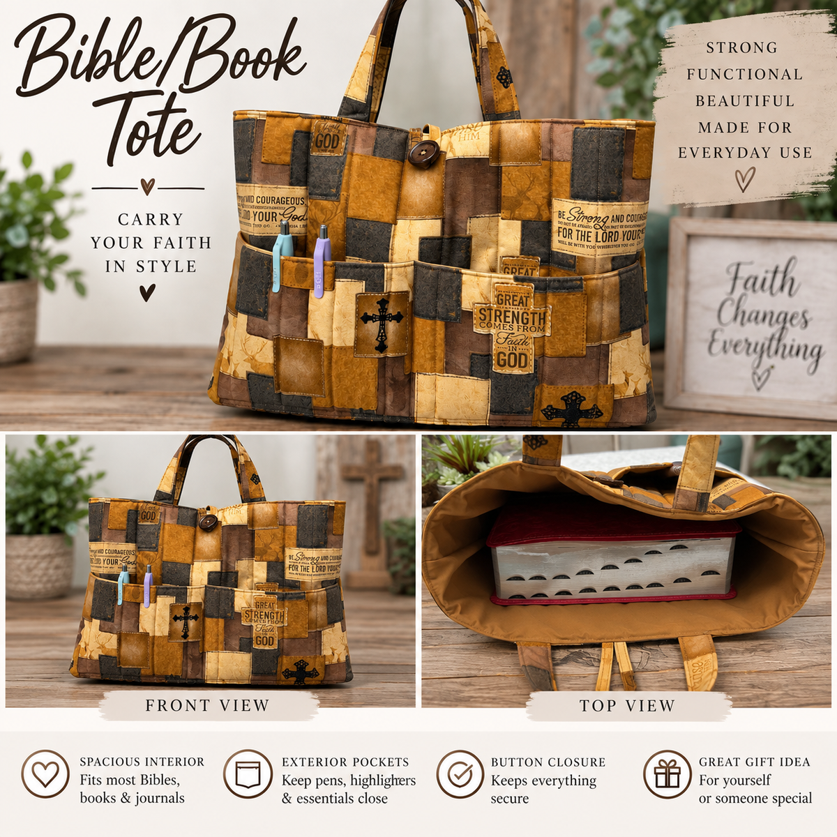 PATCHWORK BIBLE/BOOK TOTE - PLEASE READ DESCRIPTION